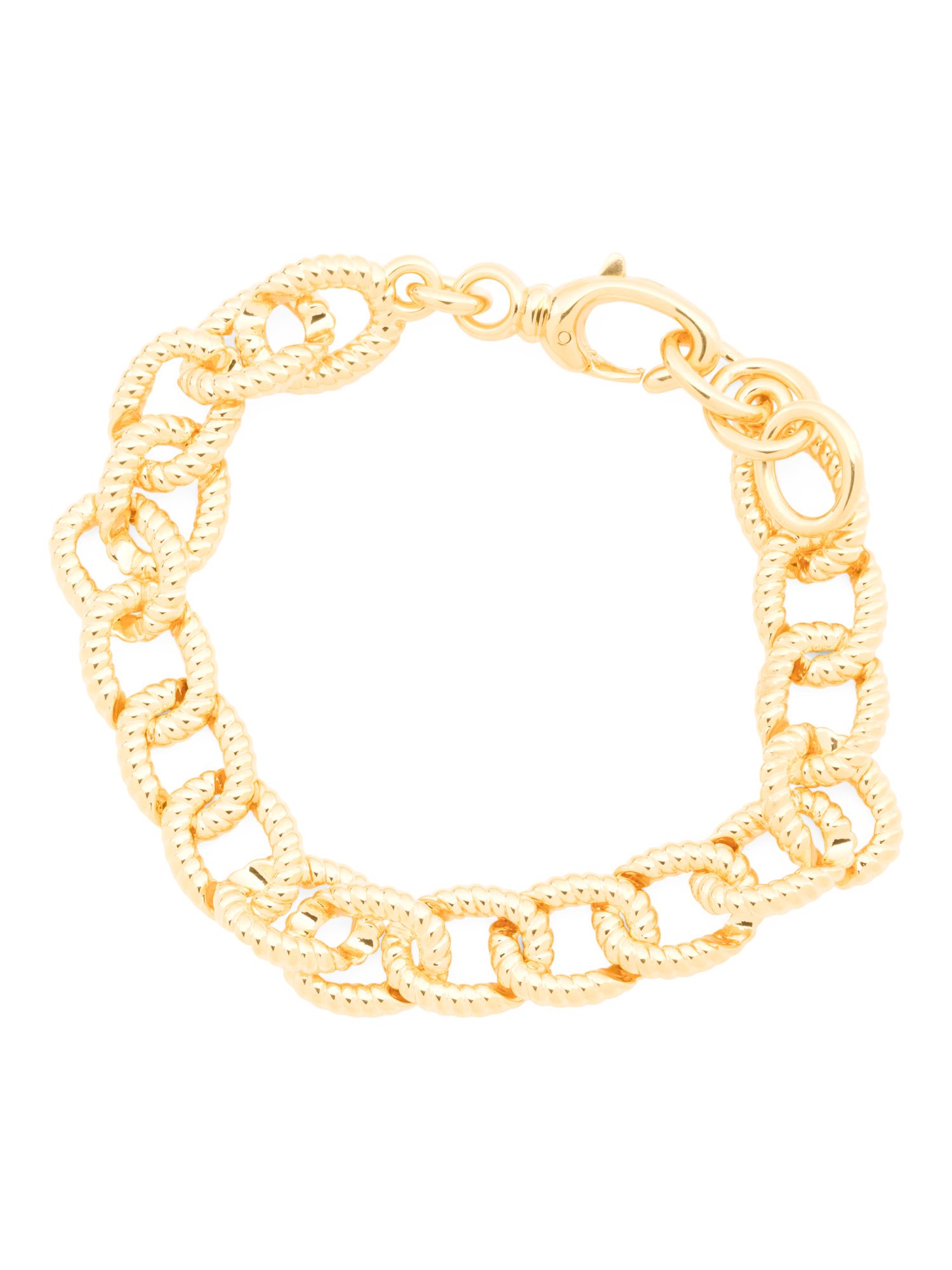 Made In Italy 14k Gold Twist Rectangle Link Bracelet | TJ Maxx
