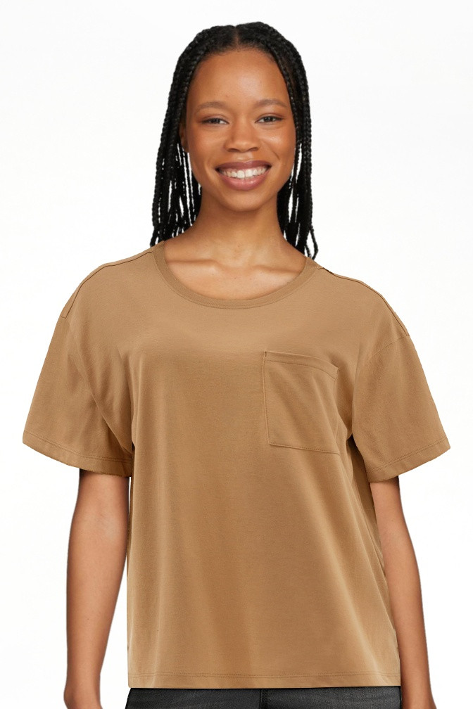 Time and Tru Women's Boyfriend Pocket Tee with Short Sleeves | Walmart (US)