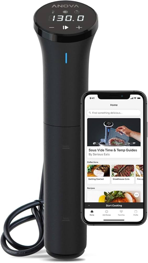 Anova Culinary AN400-US00 Nano Sous Vide Precision Cooker, 12.8" x 2.2" x 4.1", Black | Amazon (US)