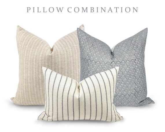 PILLOW COMBO  Light Neutrals Cream Beige Pillow Light Blue - Etsy | Etsy (US)