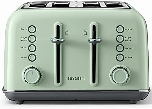 BUYDEEM DT640 4-Slice Toaster, Extra Wide Slots, Retro Stainless Steel with High Lift Lever, Bage... | Amazon (US)