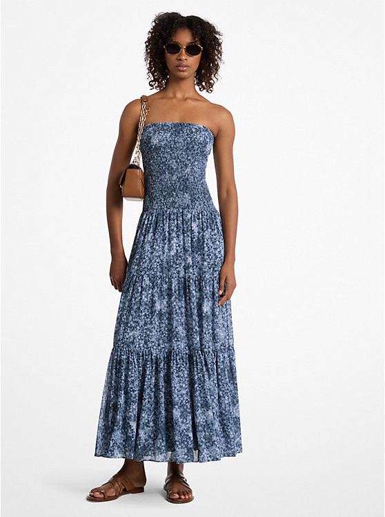 Floral Print Georgette Smocked Tiered Dress | Michael Kors US