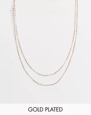 ASOS DESIGN pack of 2 14k gold plate dot dash chain necklace | ASOS (Global)