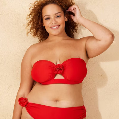 Women's Removable Rosette Bandeau Bikini Top - Wild Fable™ | Target