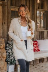 Fuzzy Beige CozyKnit Patch Pocket Cardigan | Magnolia Boutique