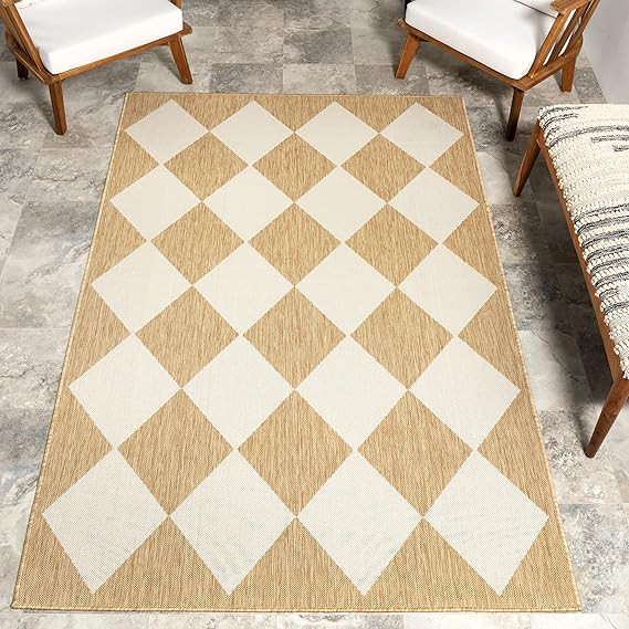 Nuloom Outdoor Performance Collection Sabina Tan/Ivory, 4' x 6', Soft, High Traffic, Stain Resist... | Amazon (US)