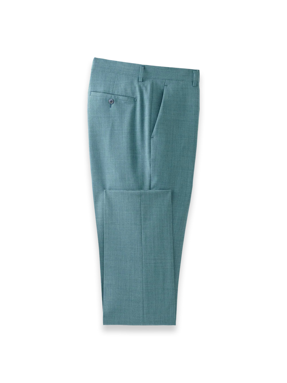 Wool Bengaline Flat Front Suit Pants - Teal | Paul Fredrick MenStyle