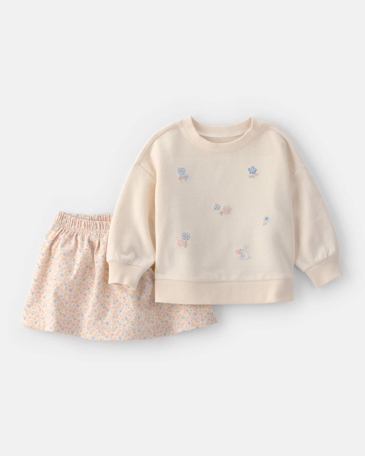 Baby Girl 2-Piece Floral French Terry Top & Skort Set - Cream | Carter's Inc