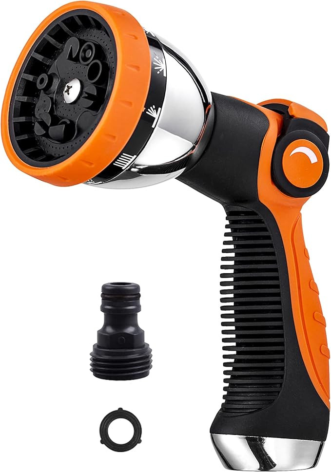 Garden Hose Spray Nozzle,10 Hose Metal Duty Watering Patterns Thumb Control On Off Valve, High Pr... | Amazon (US)