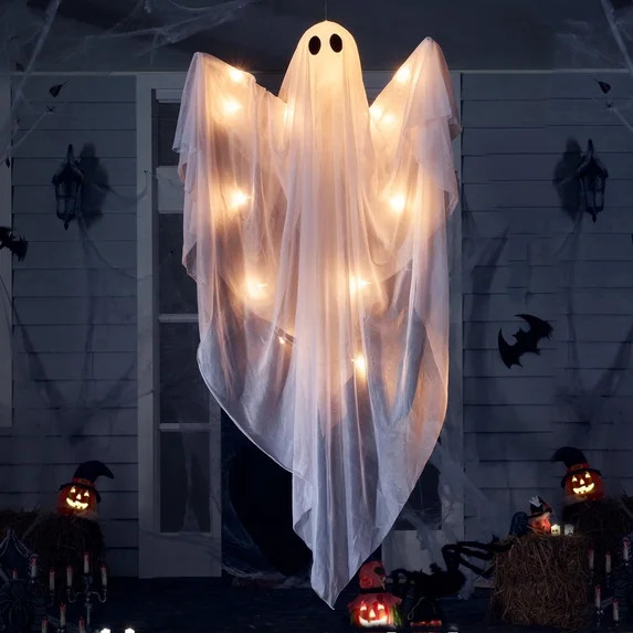 Ayieyill Halloween Ghost Decor with Warm White LED Light, 47” Light up Hanging Ghost Halloween ... | Walmart (US)