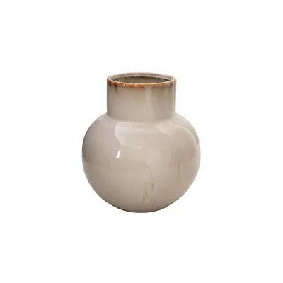 Asahi Cream Ceramic Vase, Glazed Round Vase, Modern Table Centerpiece for Floral Arrangements, Living Room, Dining Table, Entryway Decor, 9" Diameter | Wayfair North America