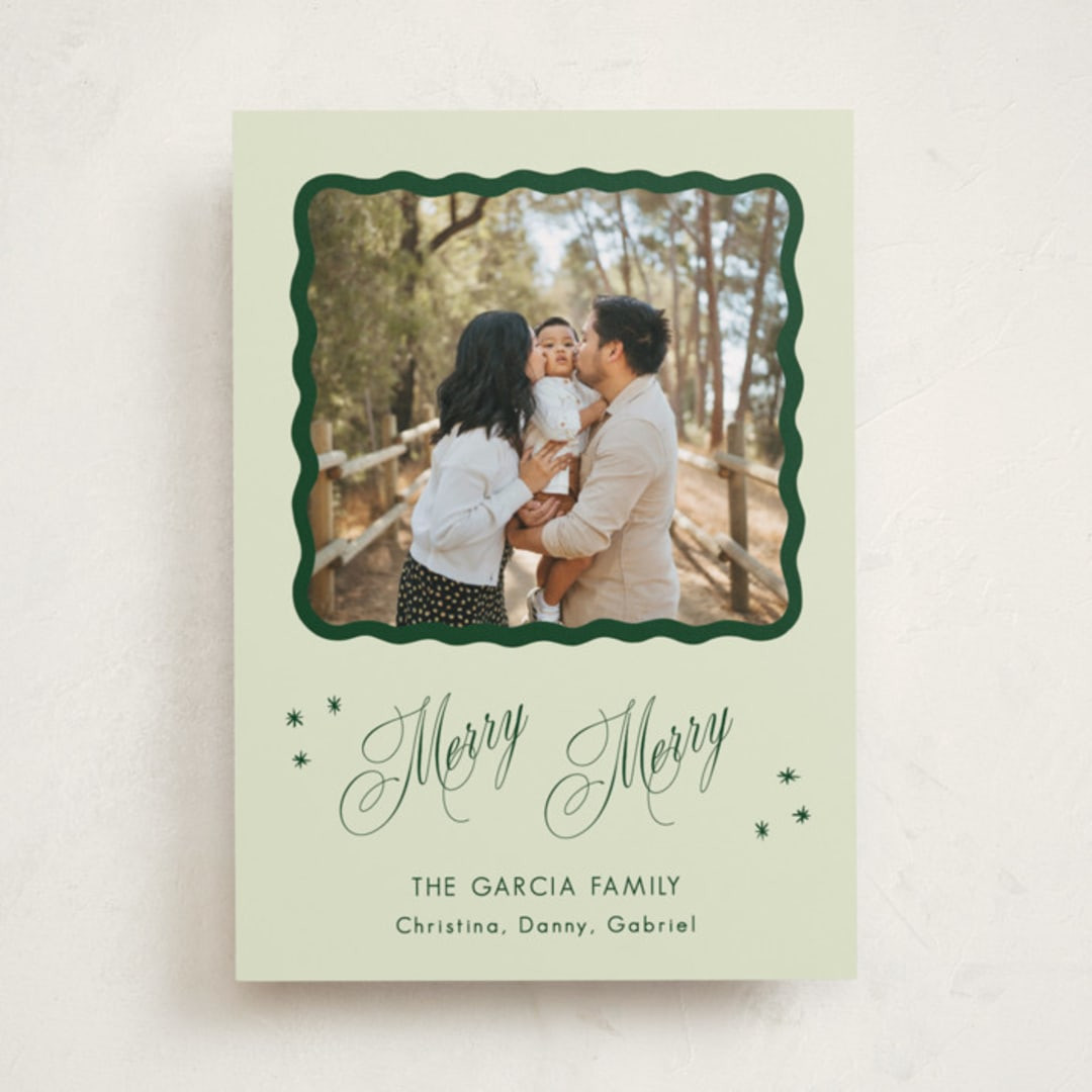 "Squiggle and Stars" - Customizable Holiday Photo Cards in Green by Lauren Jopling. | Minted