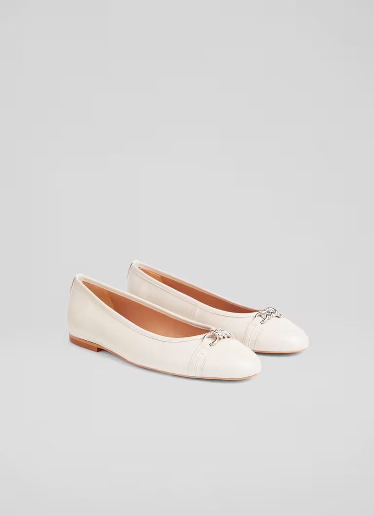 Brielle Ecru Leather Twist Trim Ballerina Flats | L.K. Bennett (UK)