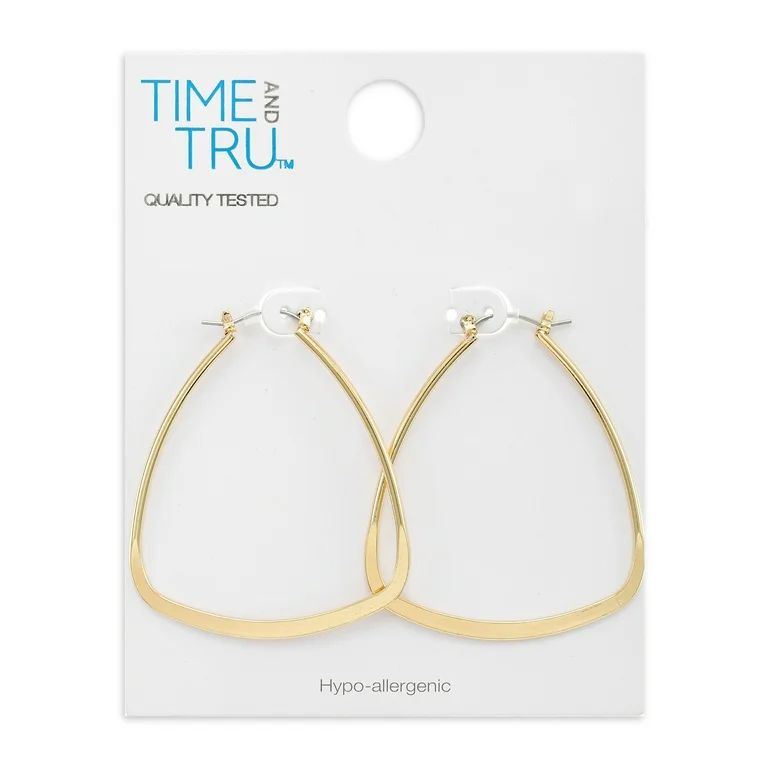 Time and Tru Squared Gold Hoop Earrings for Women | Walmart (US)