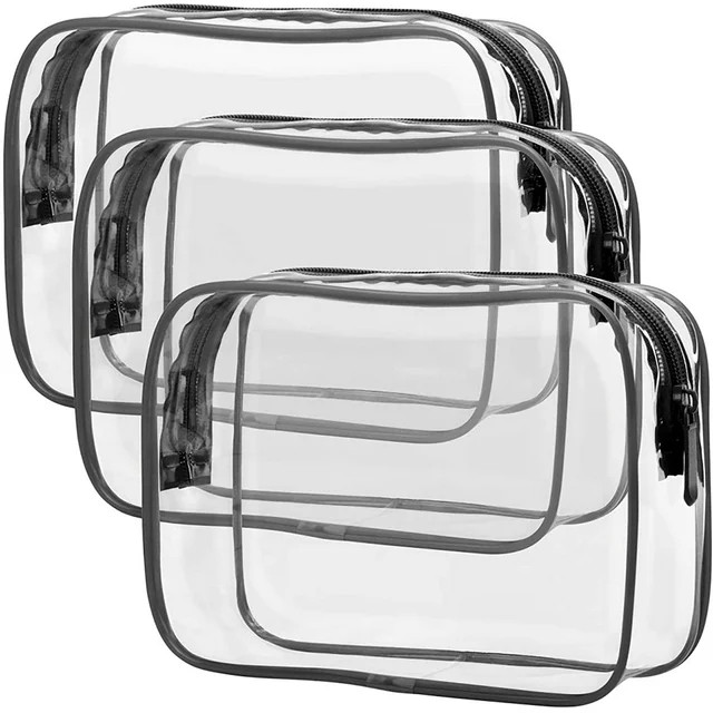 Clear Toiletry Bag, Packism 3 Pack TSA Approved Toiletry Bag Quart Size Bag, Travel Makeup Cosmet... | Walmart (US)