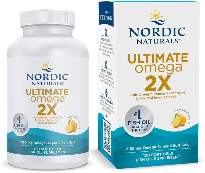 Nordic Naturals Ultimate Omega 2X, Lemon Flavor - 120 Soft Gels - 2150 mg Omega-3 - High-Potency ... | Amazon (US)
