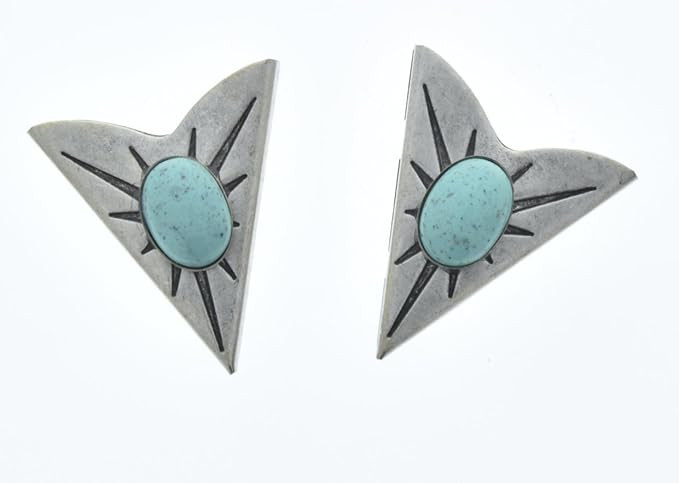 HHH Designs Antique Silver Collar Tips - Western Collar Stays - Silver Finish Turquoise Stone Col... | Amazon (US)