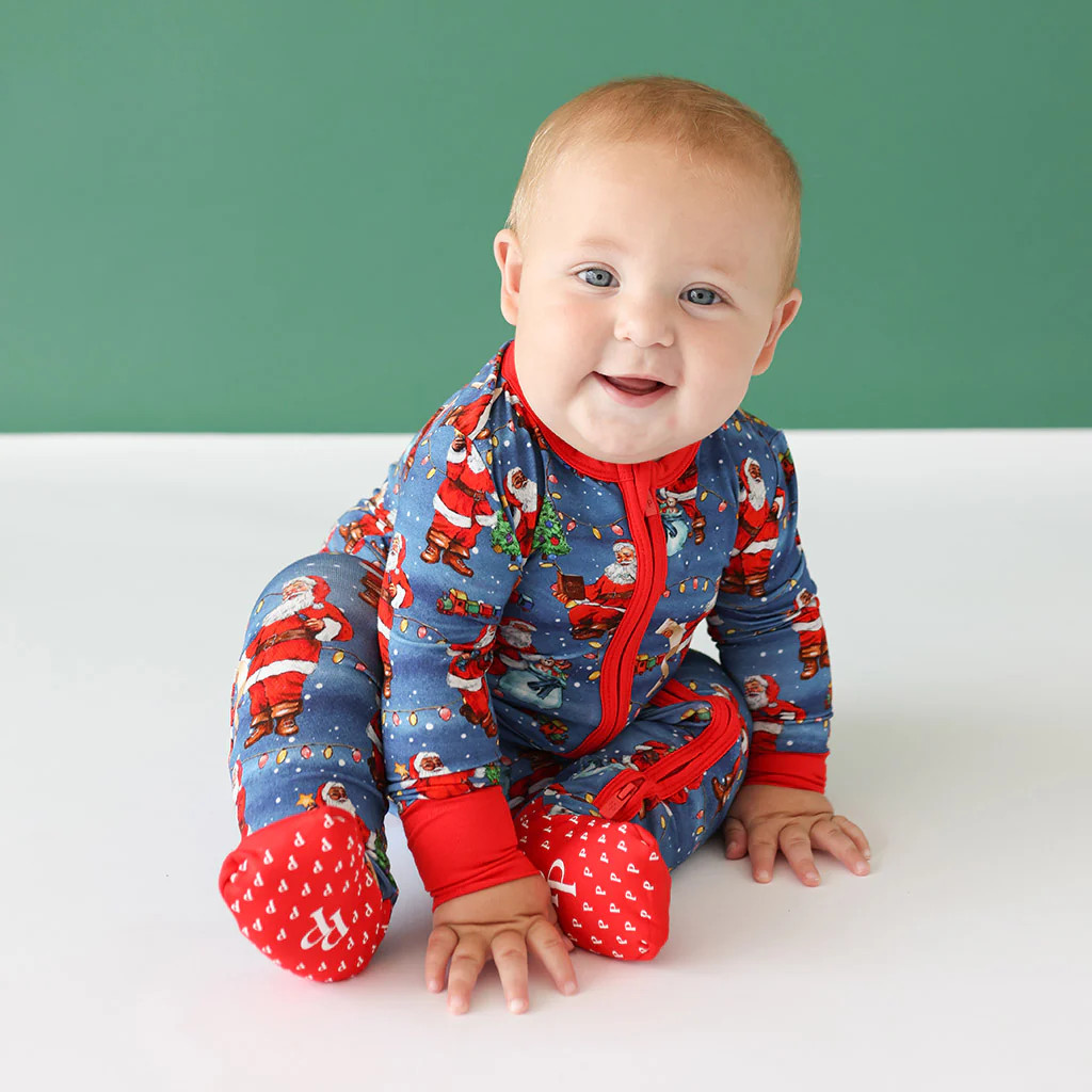 Christmas Blue Baby Convertible Sleeper | Santa Claus | Posh Peanut