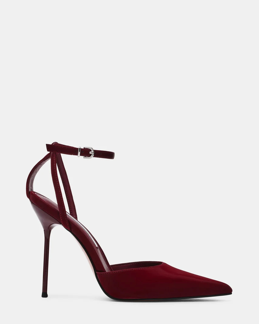 MORRIE Burgundy Techno Fabric Satin Pointed-Toe Stiletto Women's Heel | Steve Madden (US)