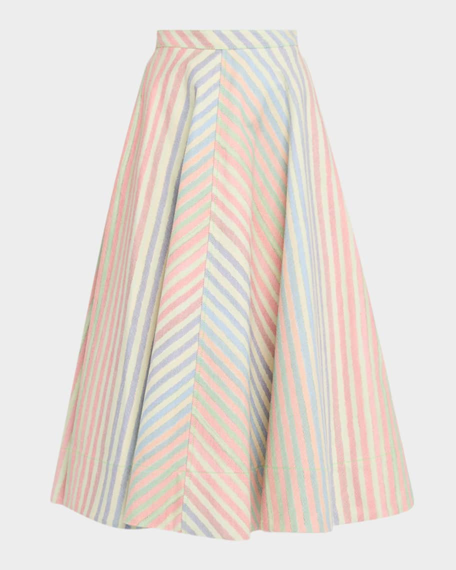 CHRISTOPHER JOHN ROGERS Crayon Stripe Circle Skirt | Neiman Marcus