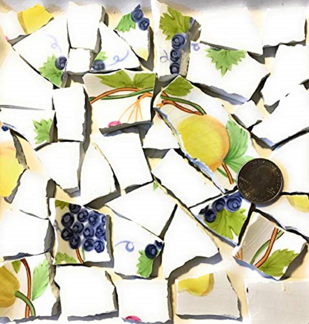 Mosaic Art and Crafts Supplies Purple Green Yellow Fruit and Leaves Stoneware Tiles C405 - Etsy | Etsy (US)