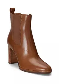 Lauren Ralph Lauren Mylah Burnished Leather Booties | Belk
