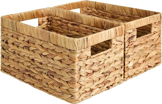 StorageWorks Water Hyacinth Storage Baskets, Rectangular Wicker Baskets with Built-in Handles, Me... | Amazon (CA)