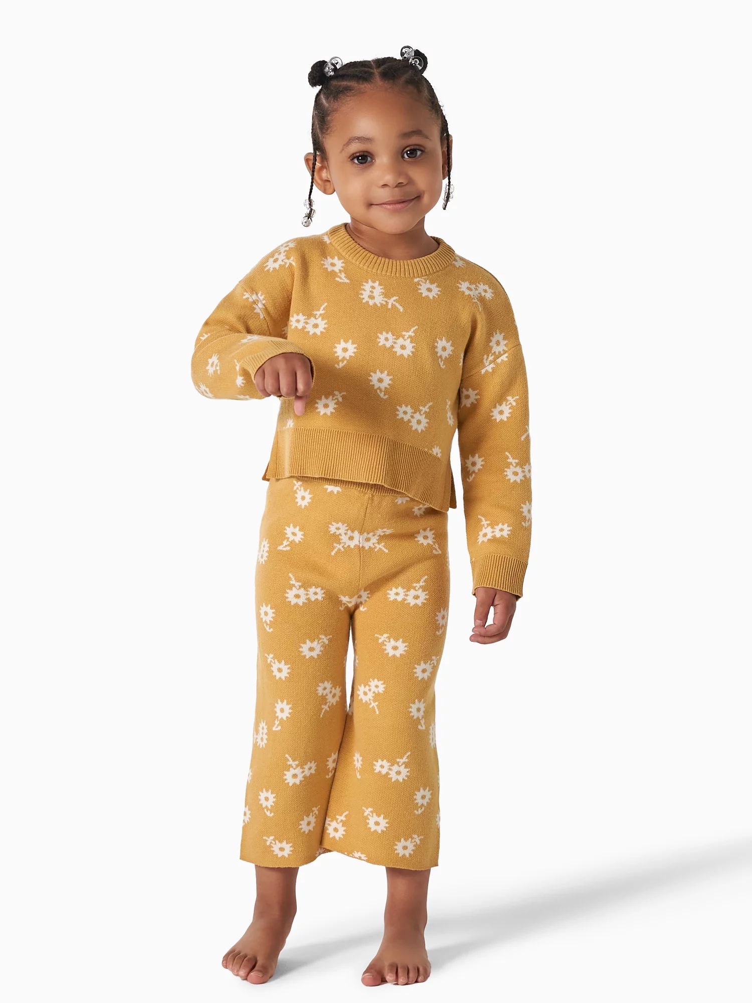 Modern Moments by Gerber Toddler Girl Jacquard Sweater & Wide-Leg Pant, 2-Piece Set, 12M-5T | Walmart (US)