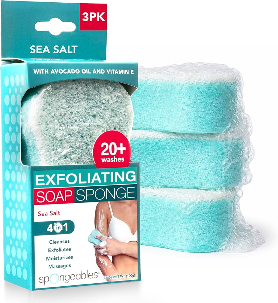 Spongeables Body Wash in a 20+ Wash Sponge, Sea Salt, 3 Count | Amazon (US)