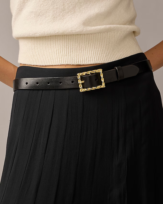 Classic Italian leather belt with twisted buckle | J. Crew US