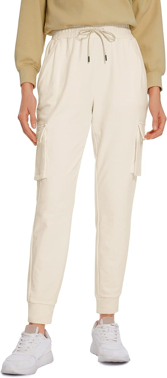 CRZ YOGA Womens Sweatpants Lightweight Cotton Cargo Joggers with 6 Pockets High Waisted Super Sof... | Amazon (US)