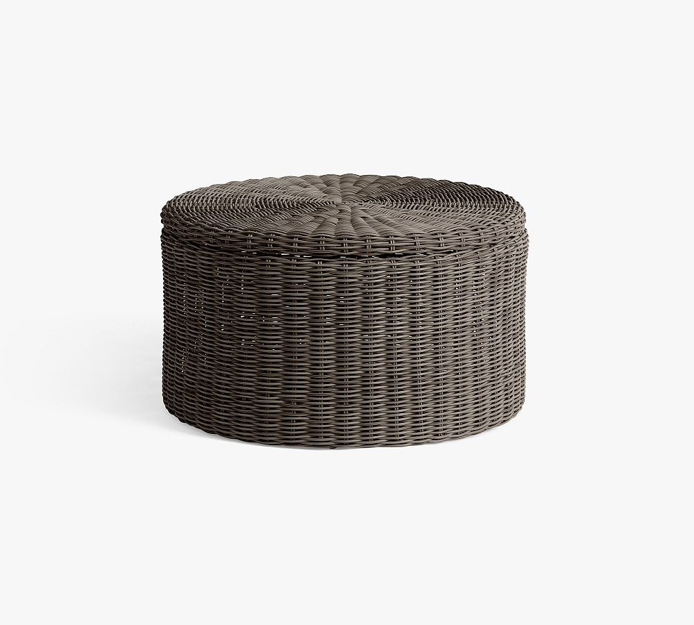 Huntington Wicker Round Outdoor Coffee Table with Storage (34") | Pottery Barn (US)