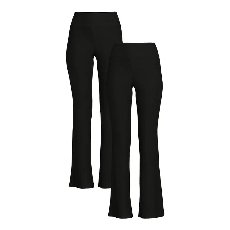 No Boundaries Junior's High-Rise Flare Pants, 2-Pack | Walmart (US)