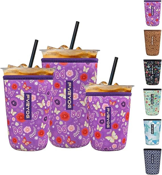 3 Pack Reusable Insulated Neoprene Iced Coffee Sleeves & Coffee Cup Holder, Universal Fit 16-32oz... | Amazon (US)