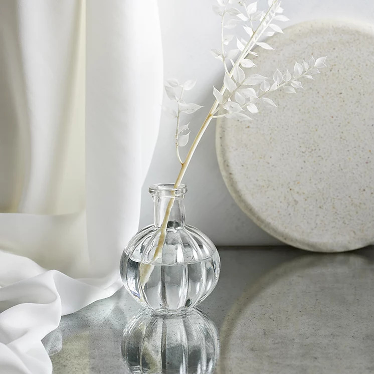 The White Company Ribbed Bud Vase, Clear, Size: One Size | The White Company UK & ROW