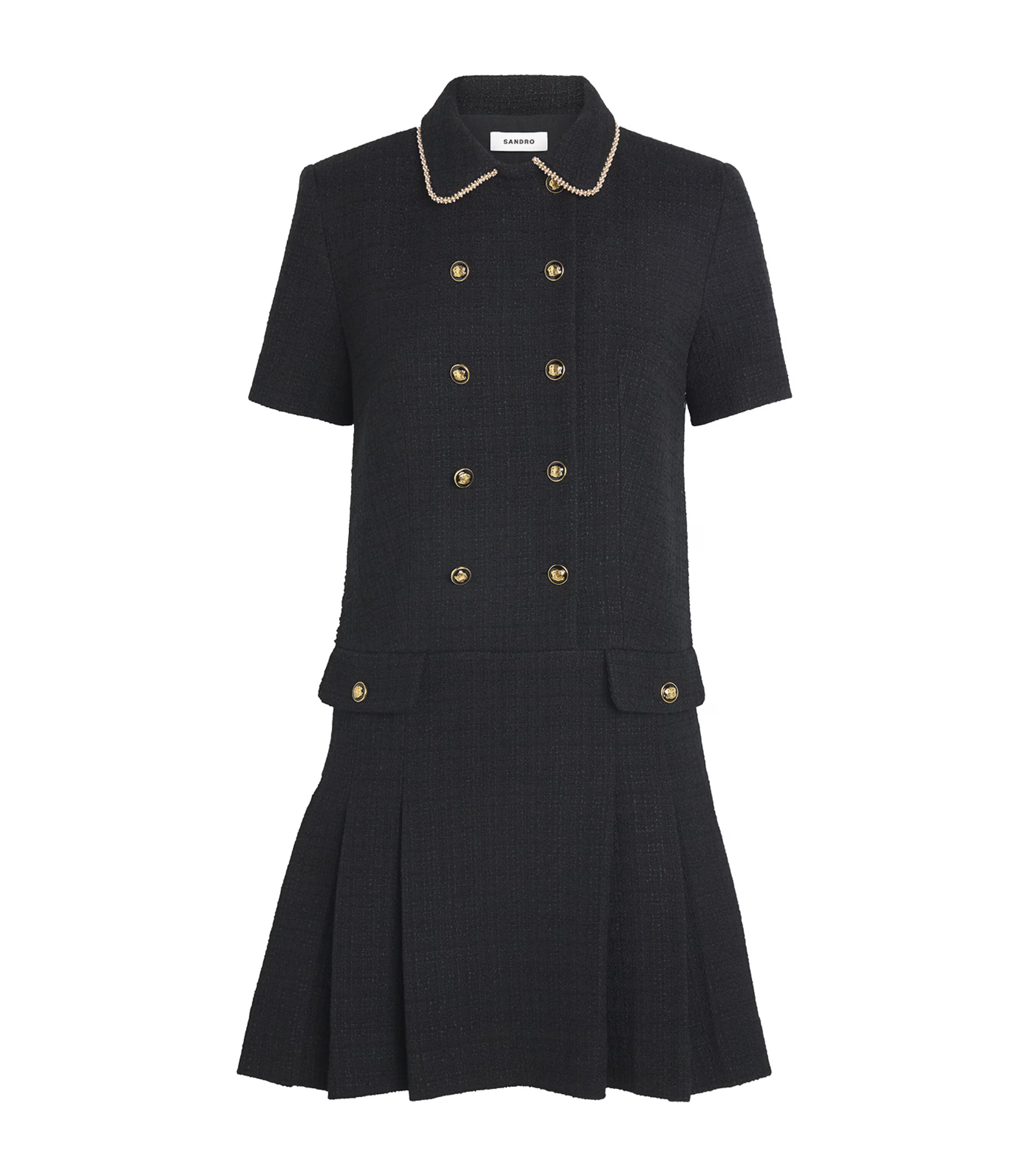 Sandro Paris Tweed Buttoned Mini Dress | Harrods (US)