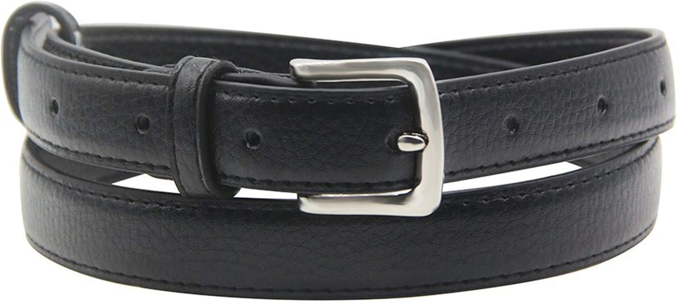 Maikun Womens Belt Skinny Leather Solid Color Pin Buckle Simple Waist for Girls Ladies | Amazon (US)