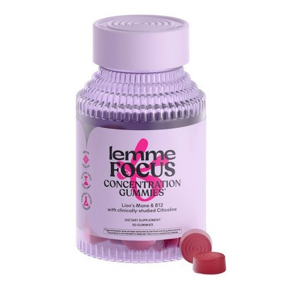Lemme Focus Gummies - Brain Health & Concentration Support - Cognizin, B12 & Lion’s Mane - Strawberry Flavored - 50ct | Target