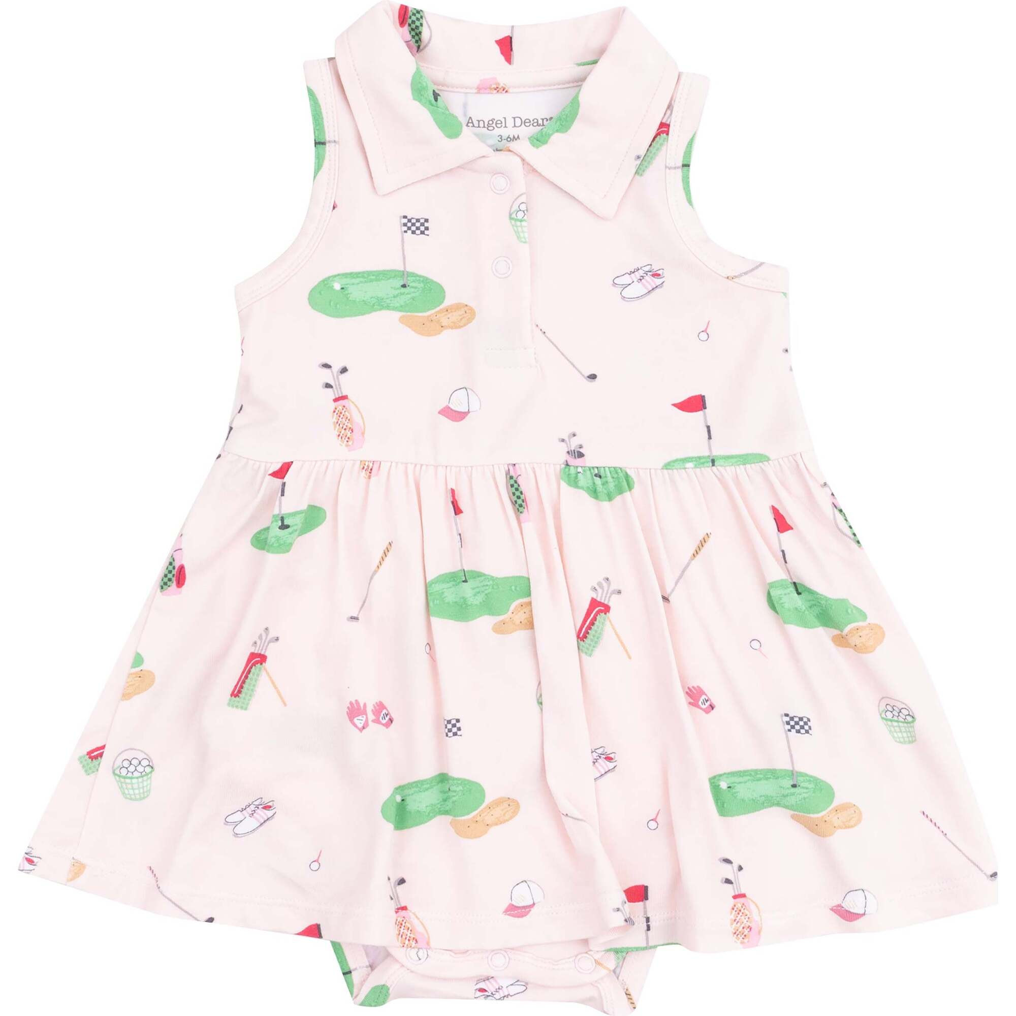 Polo Collar Bodysuit Dress - Golf Things, Pink | Maisonette