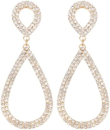 Rhinestone Teardrop Dangle Earrings Sparkly Wedding Jewelry | Amazon (US)
