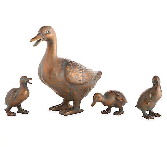 Evergreen Set of 4 Duck Family with Mother andThree Babies - QVC.com | QVC