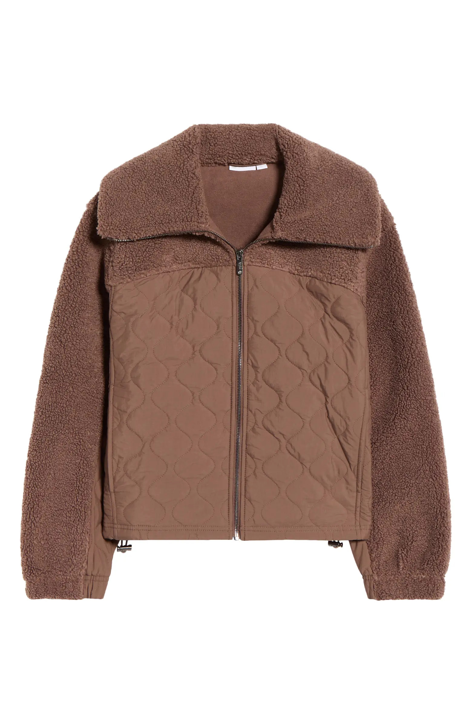 Zella Faux Shearling & Quilted Nylon Hybrid Jacket | Nordstrom | Nordstrom