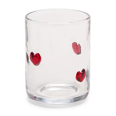 Valentine Heart Icon Glass Tumbler, Clear/Red, 4.3H x 3.2 | Kirkland's Home | Kirklands