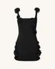 Elaina Black Rosette Applique Mini Dress - Black | JW PEI US