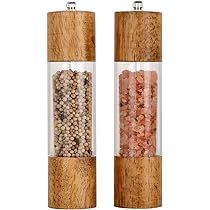 XQXQ Premium Acrylic Salt and Pepper Grinder Set, Manual Salt and Pepper Mills- Wooden Shakers with  | Amazon (US)
