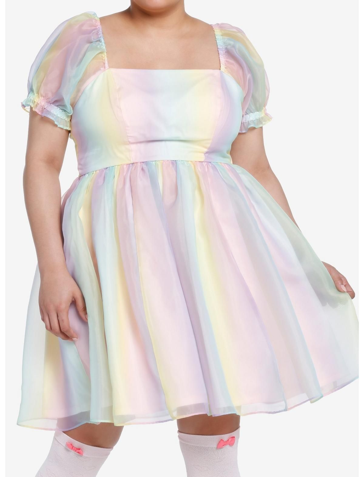 Sweet Society Pastel Rainbow Organza Tiered Dress Plus Size | Hot Topic | Hot Topic