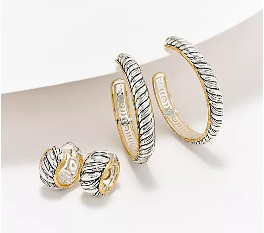 Christian James by Scott Grimes Sterl & 14KClad 1/2" or 1-1/2" Ripple Hoops - QVC.com | QVC