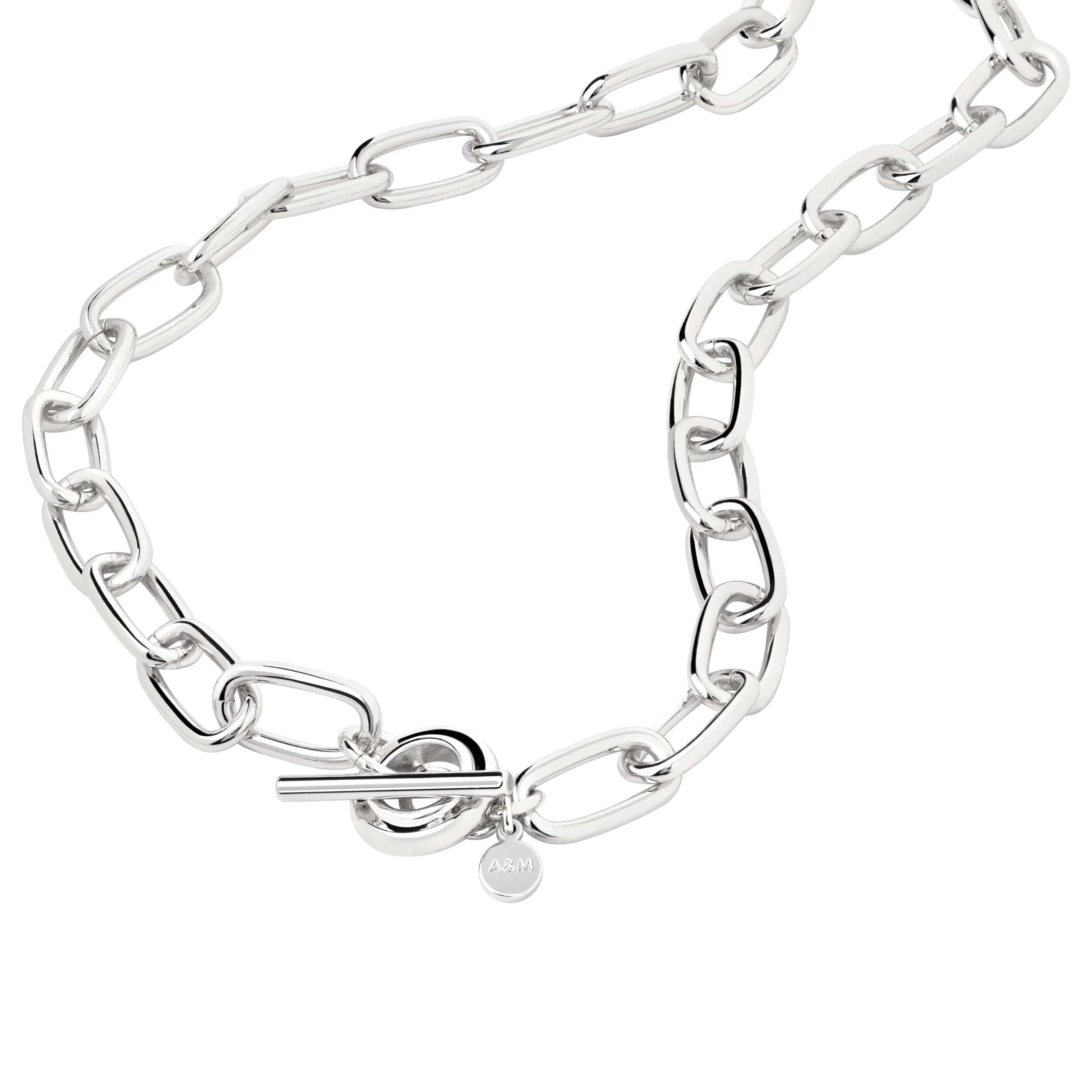 Ripple T-Bar Silver Chunky Necklace | Astrid & Miyu Necklaces | Astrid and Miyu