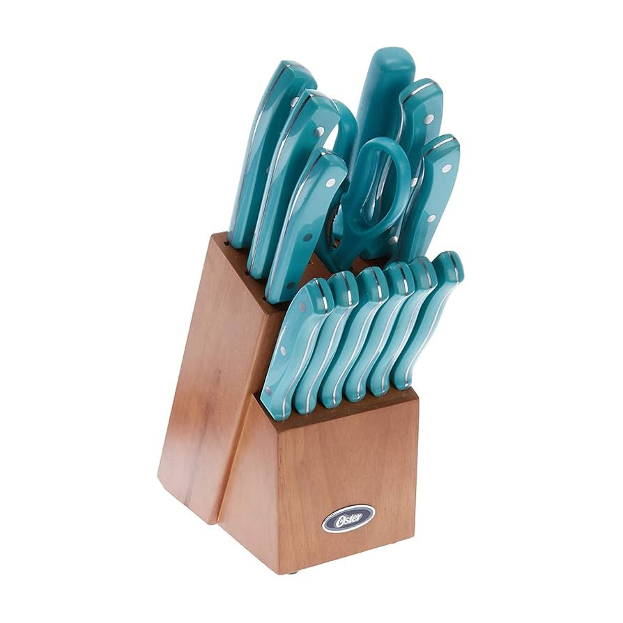 Oster Evansville 14 Piece Stainless Steel Cutting Kitchen Knife Cutlery Set with Wooden Block Hol... | Amazon (US)