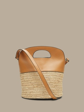 Leather & Straw Bucket Bag | Banana Republic (US)